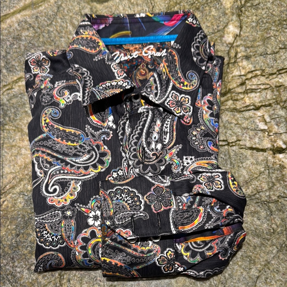 Robert Graham Black Casual Button Down Shirt with Paisley Pattern